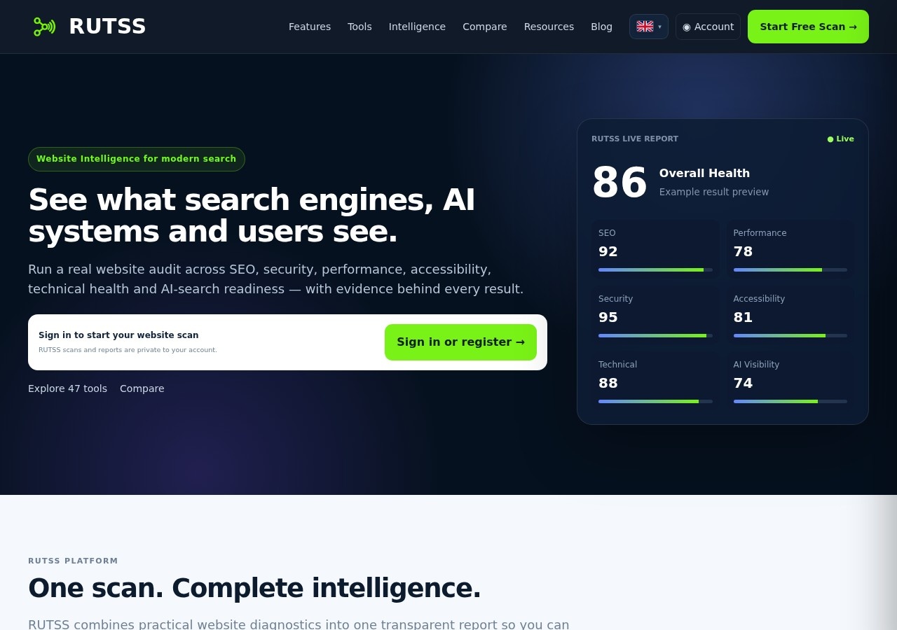 rutss.com homepage preview